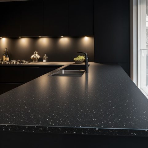 Plan Travail Pour La Cuisine En Corian – “Profonde nuit étoilée”