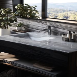 salle de bain marbre blanc arabescus