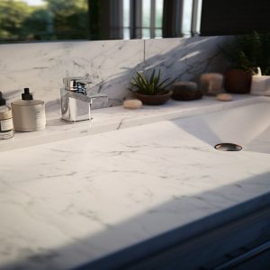 salle de bain marbre blanc carrare