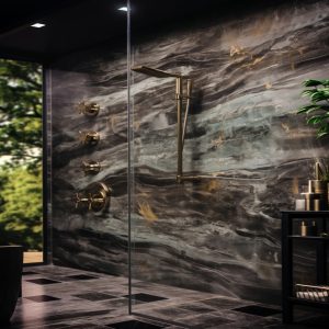 salle de bain marbre arabescato