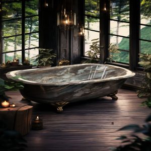 salle de bain marbre arabescato