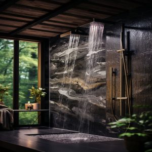 salle de bain marbre arabescato