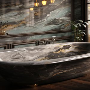 salle de bain marbre arabescato
