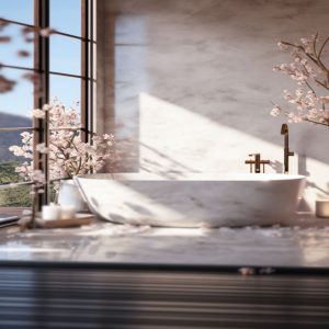 salle de bain marbre blanc rhino