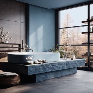 salle de bain marbre bleu bapteme