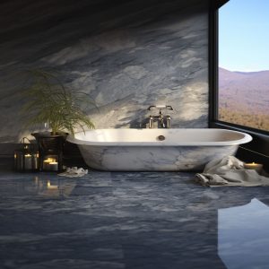 salle de bain marbre gris mer