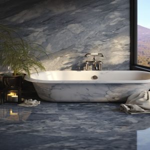 salle de bain marbre gris mer