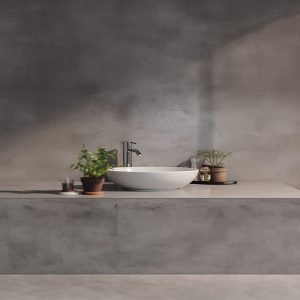 salle de bain marbre gris profond