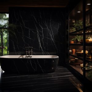 salle de bain marbre noir marquina