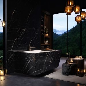 salle de bain marbre noir marquina