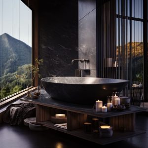 salle de bain marbre noir marquis