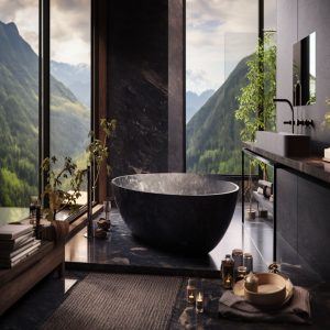 salle de bain marbre noir marquis