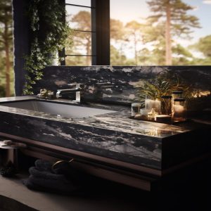 salle de bain marbre portoro extra