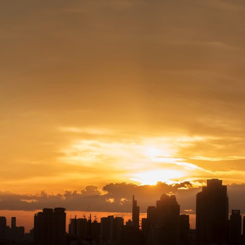 Crédence de Cuisine “Coucher De Soleil En Ville” 7