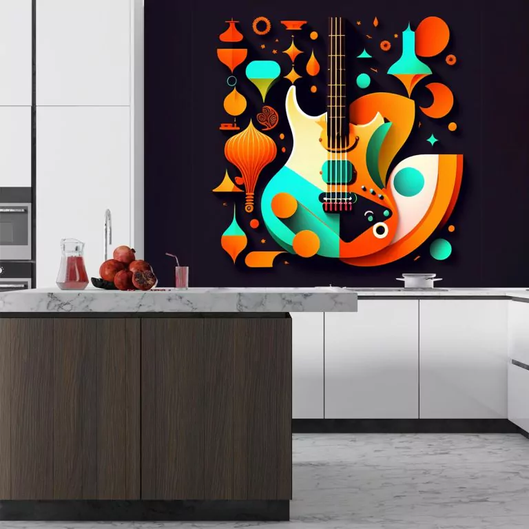 crédence de cuisine guitare coloré