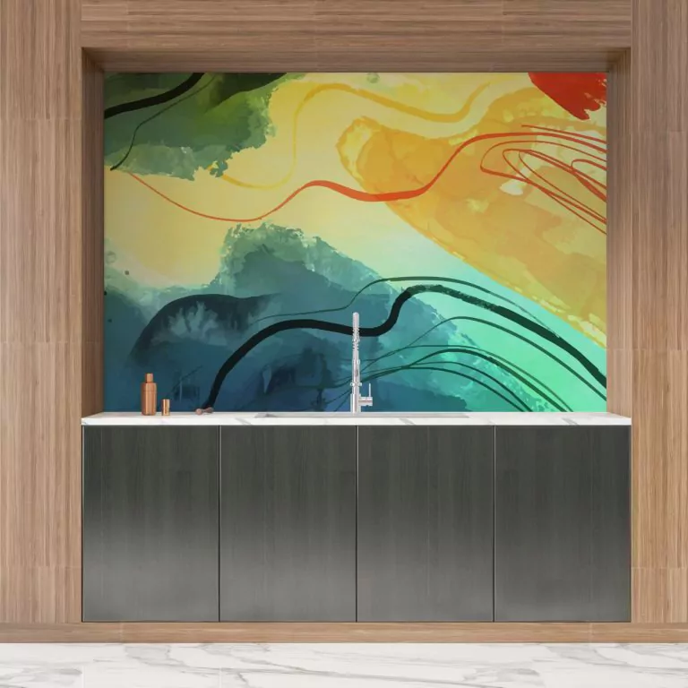credence cuisine aquarelle abstrait