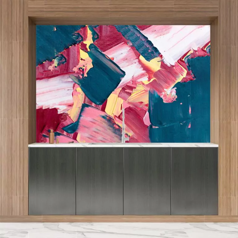 crédence cuisine rose acrylique abstrait