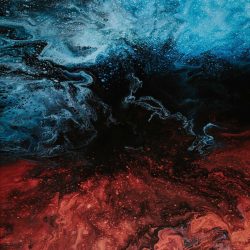 credence cuisine explosion bleu rouge abstrait