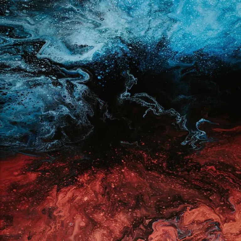 credence cuisine explosion bleu rouge abstrait