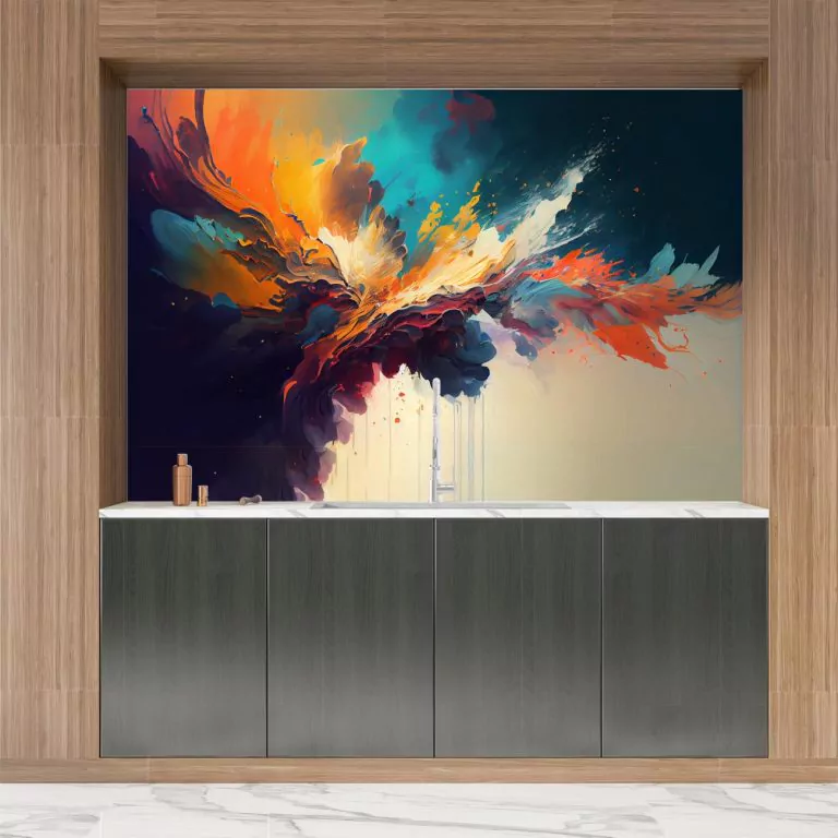 crédence de cuisine Explosion aquarelle vibrante