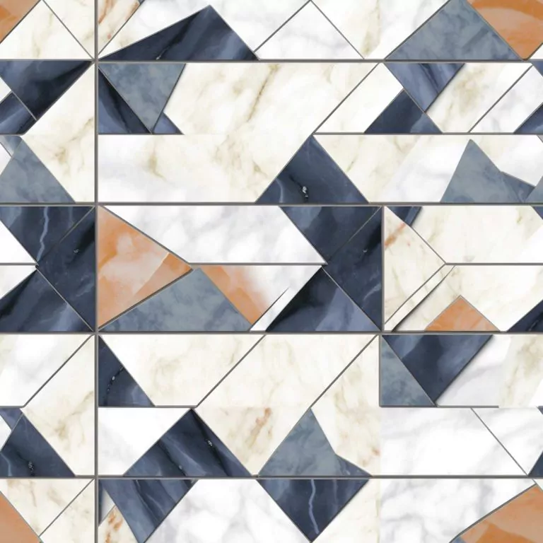 credence cuisine marbre design carrelage geometrique