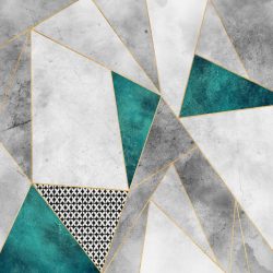 credence cuisine peinture marbre or geometrique