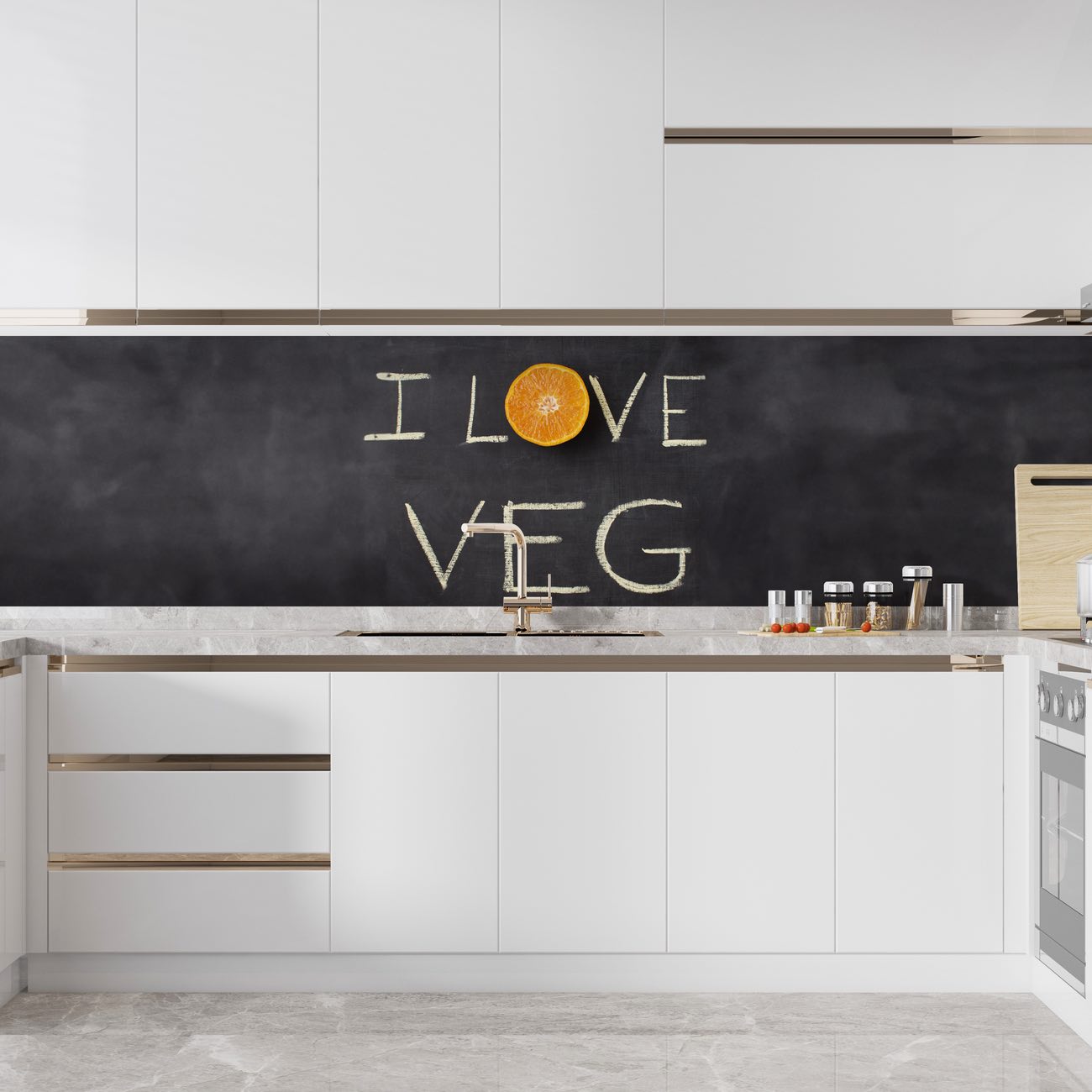 Crédence de cuisine “Ardoise ‘I love veg'” 18