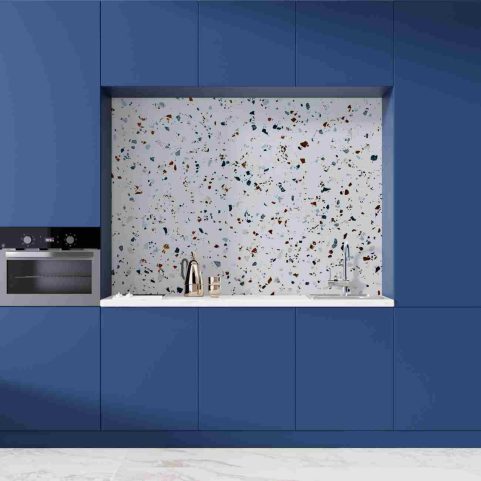 Crédence de cuisine  “terrazzo texture Marbre Blanc”