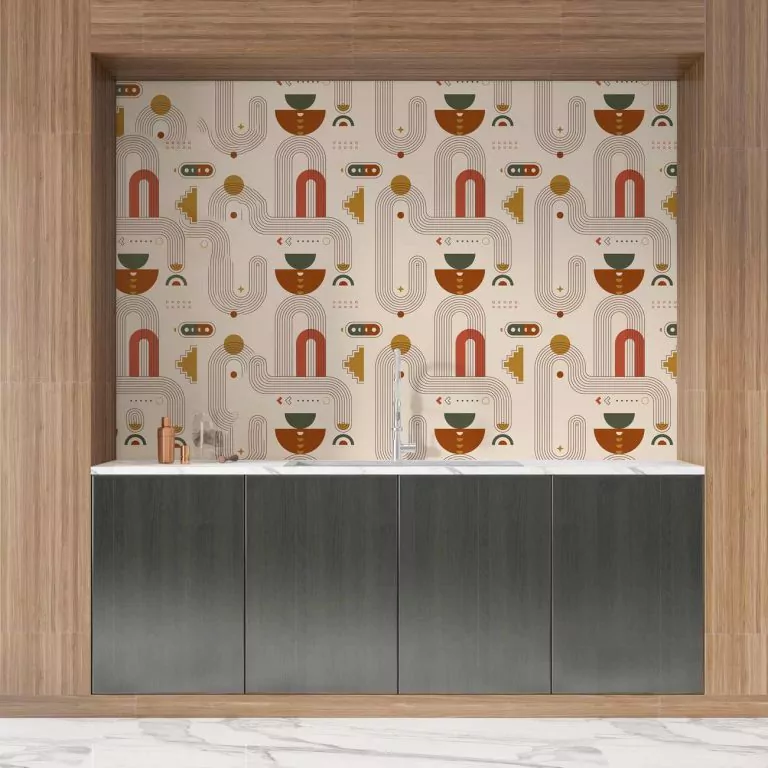 credence cuisine motif boheme multicolore