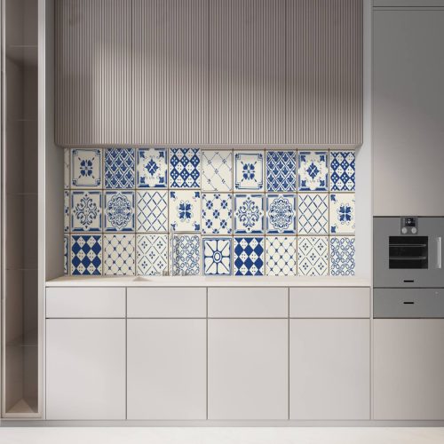 Crédence de cuisine “motif design carreaux bleu” 12