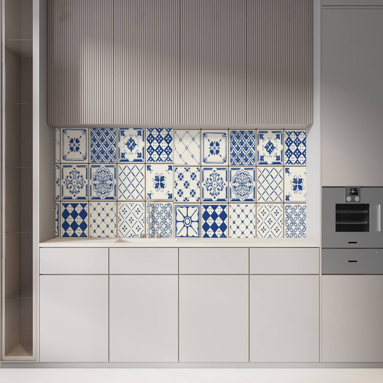 Crédence de cuisine “motif design carreaux bleu” 17