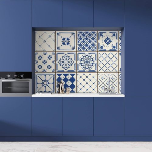 Crédence de cuisine “motif design carreaux bleu” 8