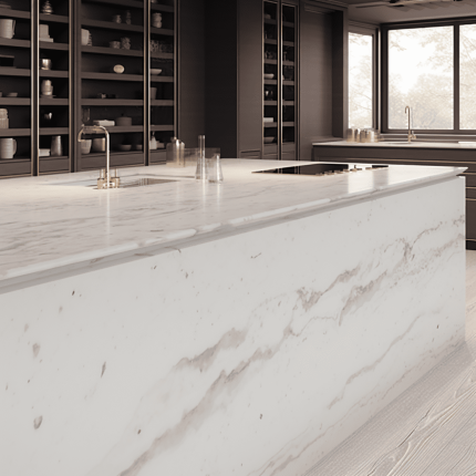 Ilot Central de Cuisine En Corian – “Calcaire Premium”