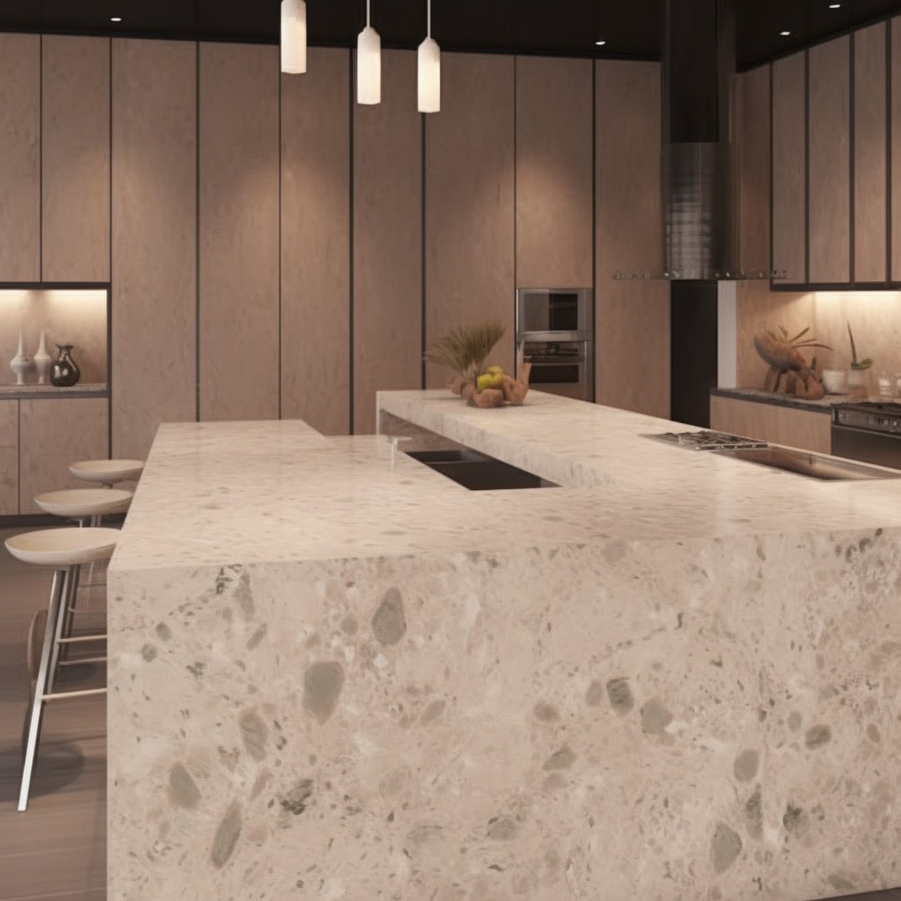 Ilot Central de Cuisine En Corian – “Virevoltant” 15