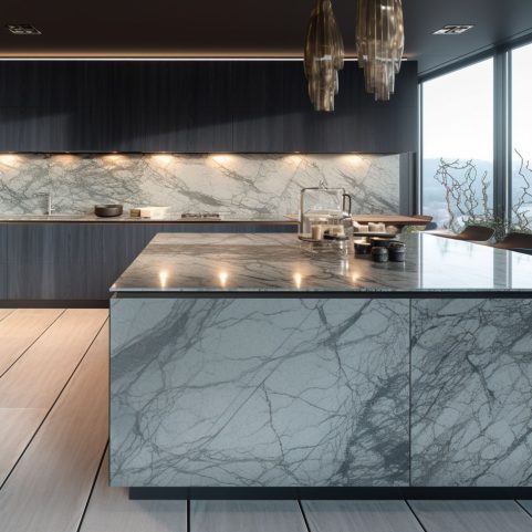 Ilot central de cuisine en Céramique - "Kind of Blue"