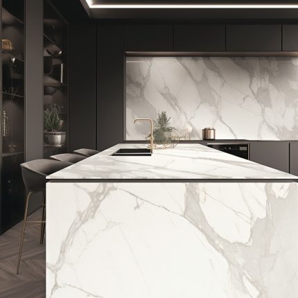 Ilot central de cuisine Céramique - "Estatuario" - Meilleur Plan Cuisine
