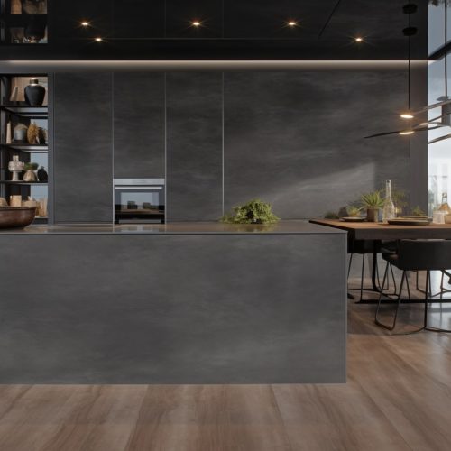 Ilot central de cuisine en Céramique – “Concrete Black” 11
