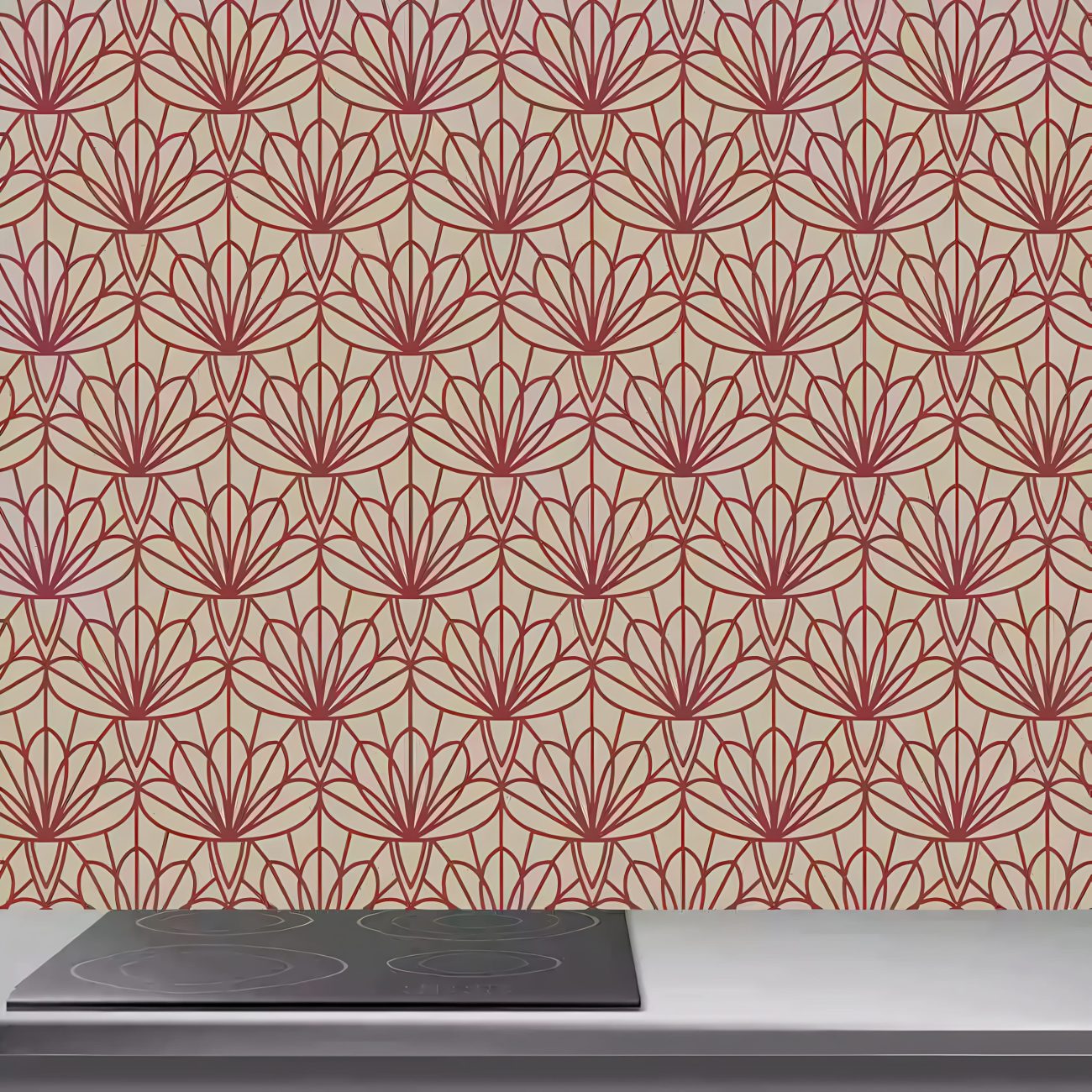 Rouge Art Déco Plat