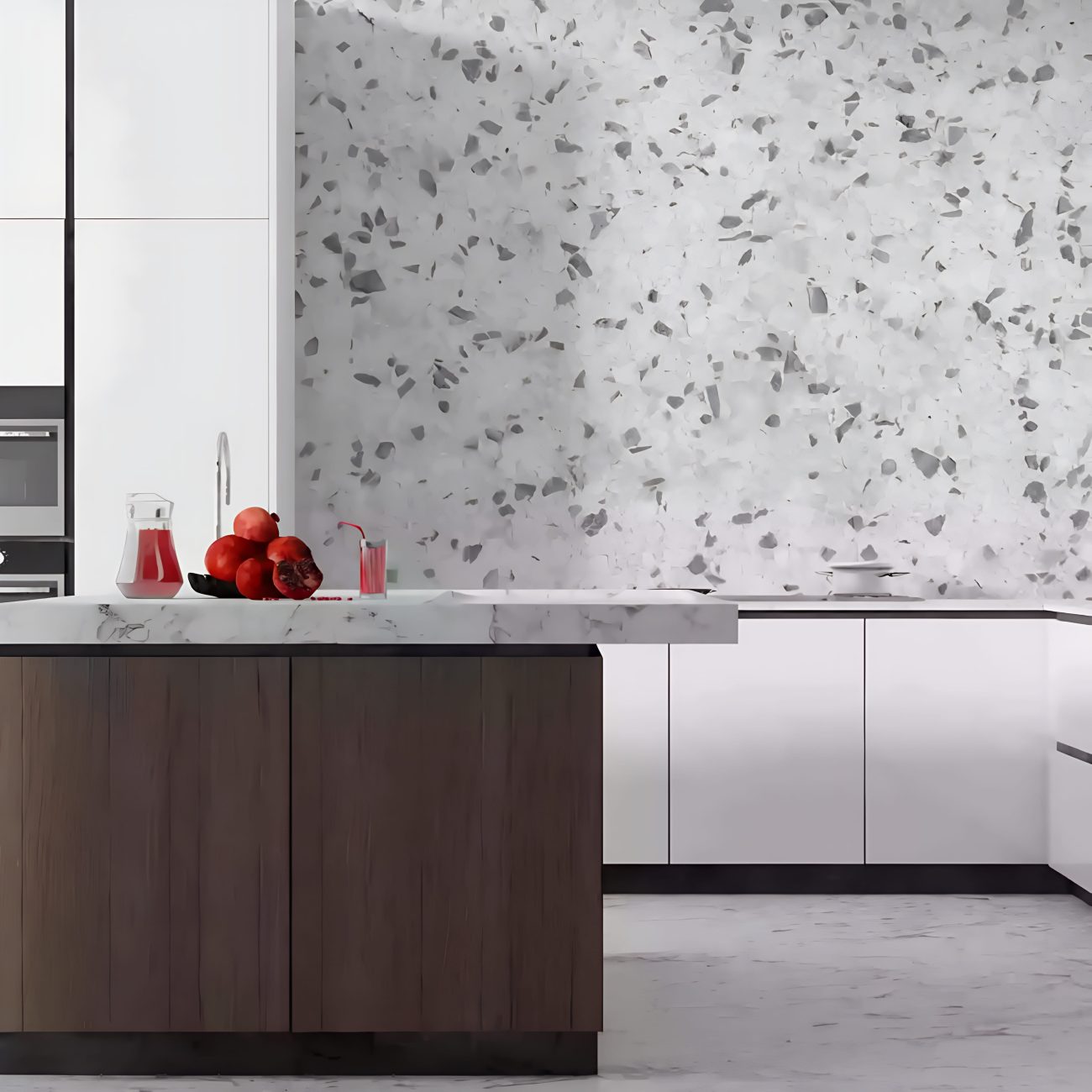 Crédence de cuisine Tuile terrazzo gris