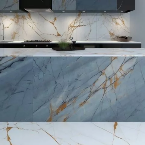 Plan de Travail Quartz – “Bleu Rome”