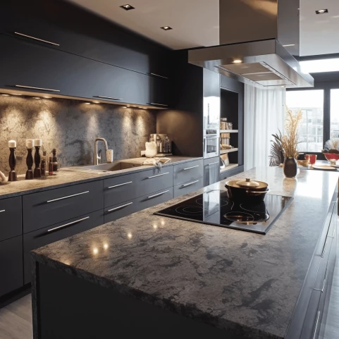 Plan de Travail Cuisine Quartz – “Gris Galant “ 5