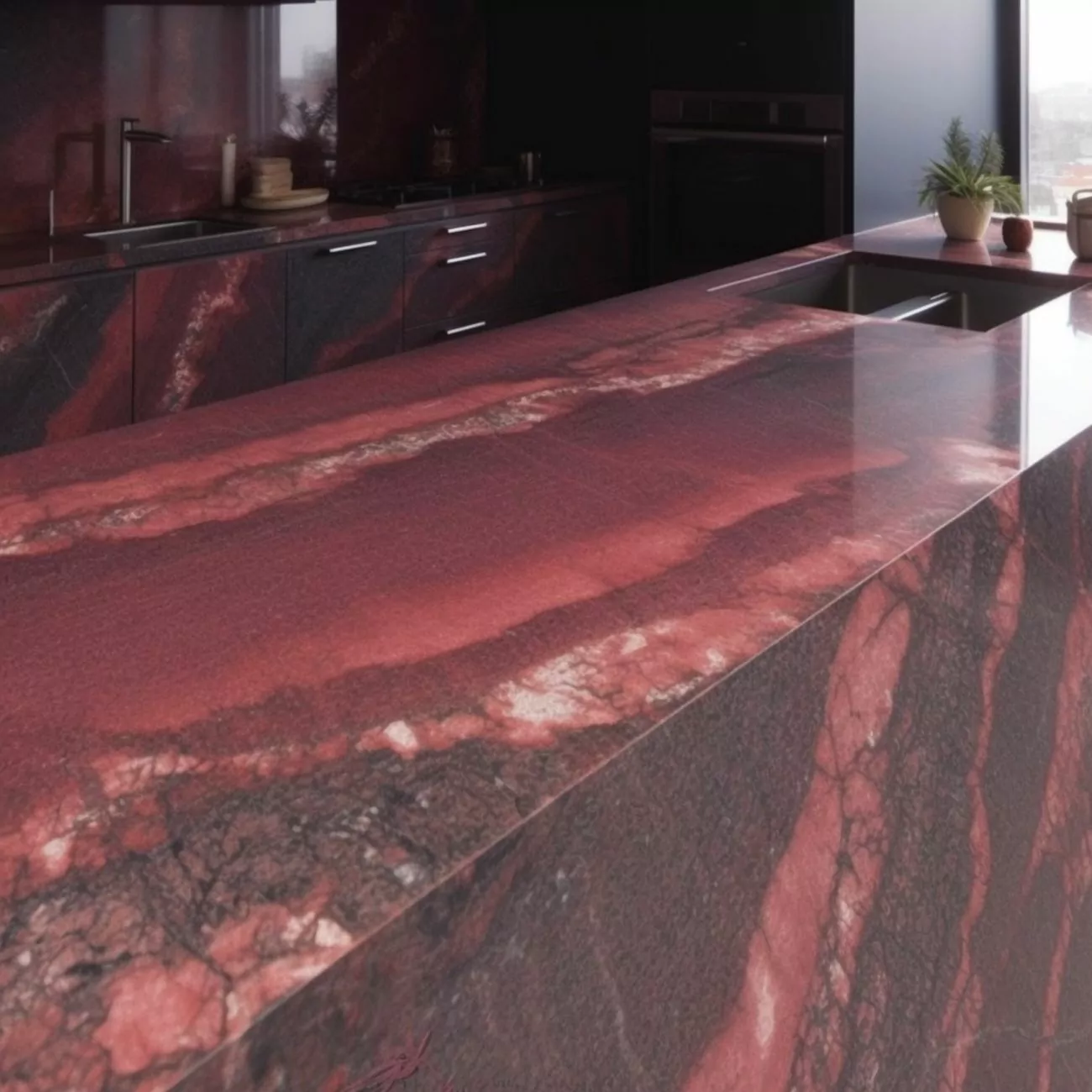 Plan de Travail en Granit Rouge “Lave”