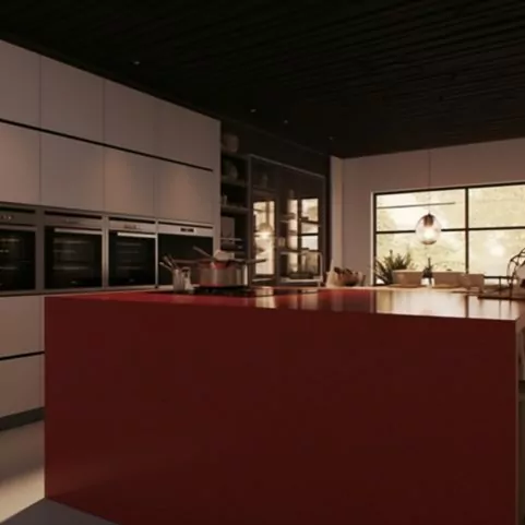 Plan de Travail Cuisine Quartz – “Red Shimmer” 2