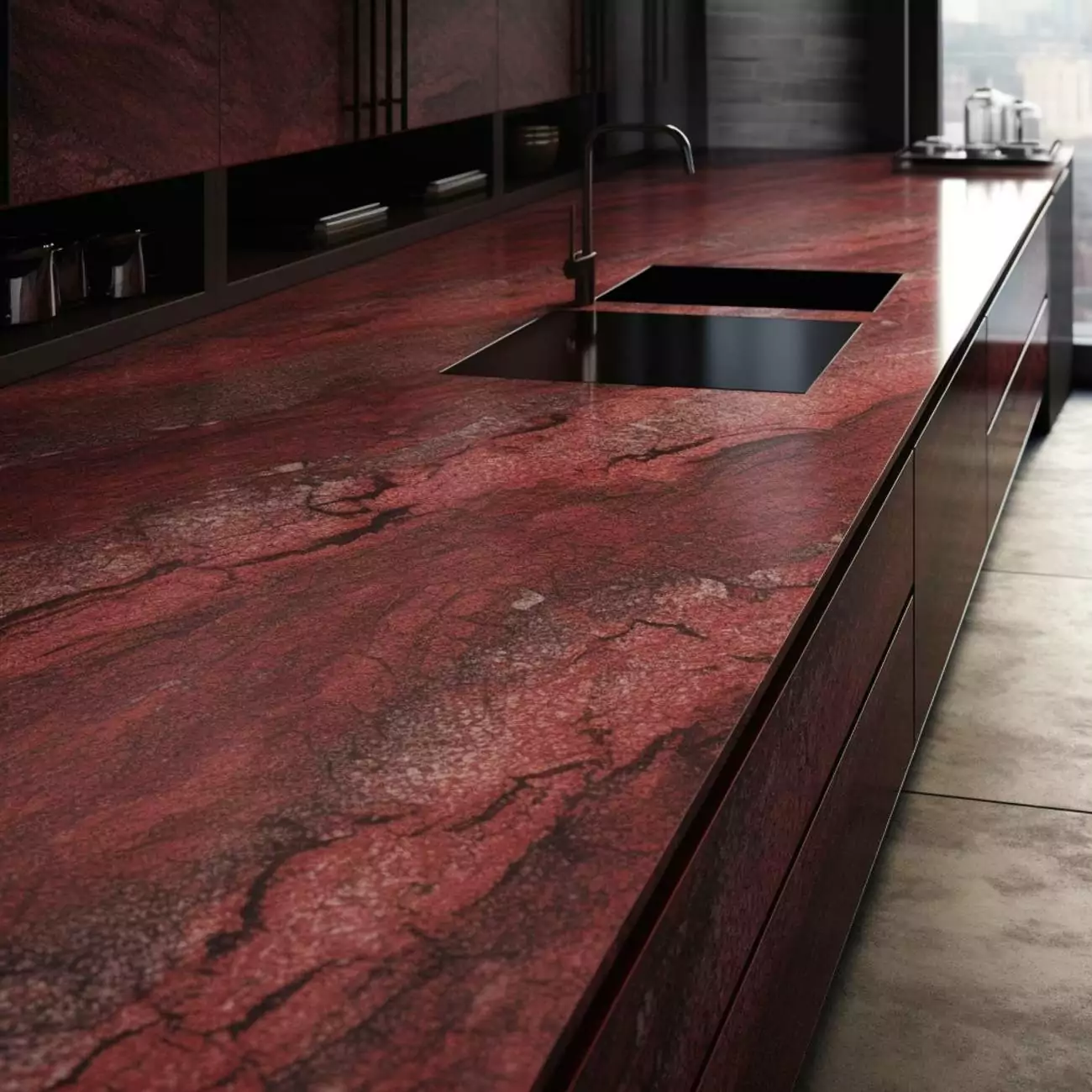 Ilot central de cuisine en Dekton “Moone” 7