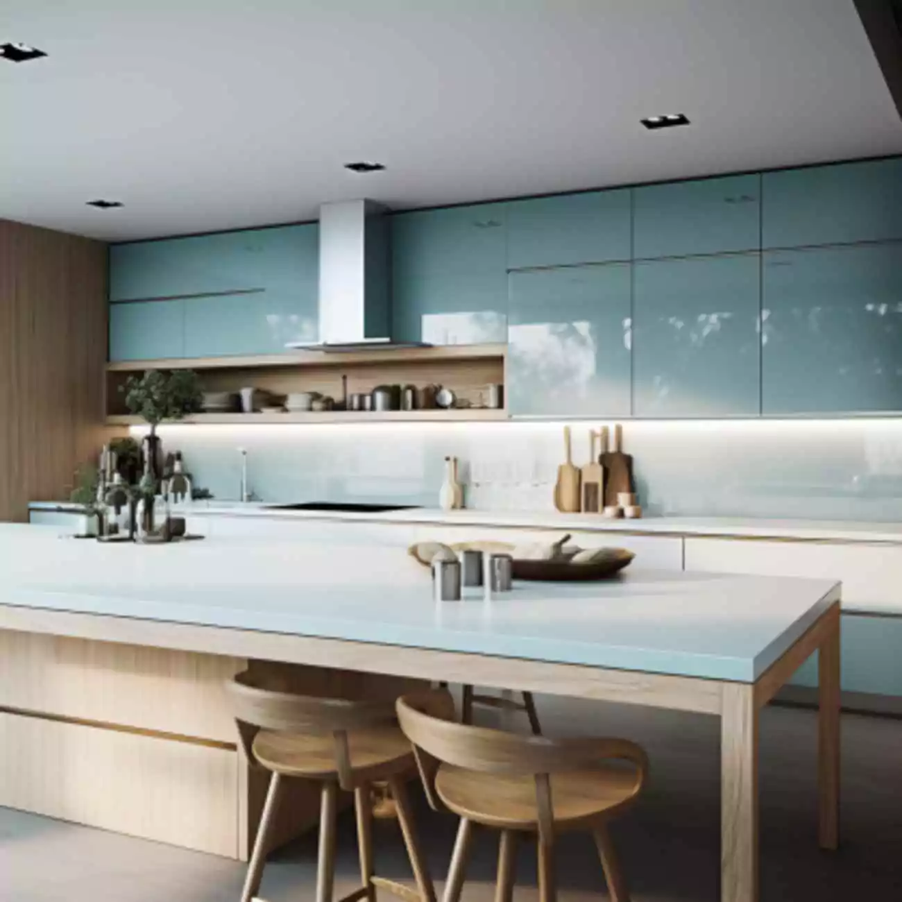 Plan  Travail Cuisine En Corian – “Etherial Azure”