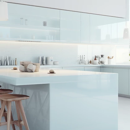 Plan De Travail Pour La Cuisine En Corian – “Glacier Ice”