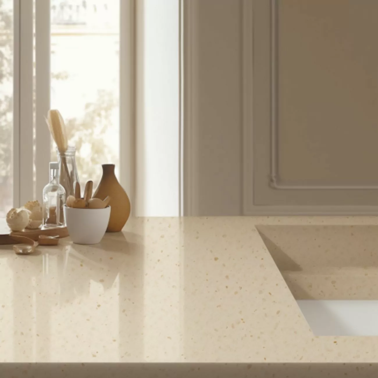 Plan Travail Pour La Cuisine En Corian – “Beige Pierre De Champ” 3