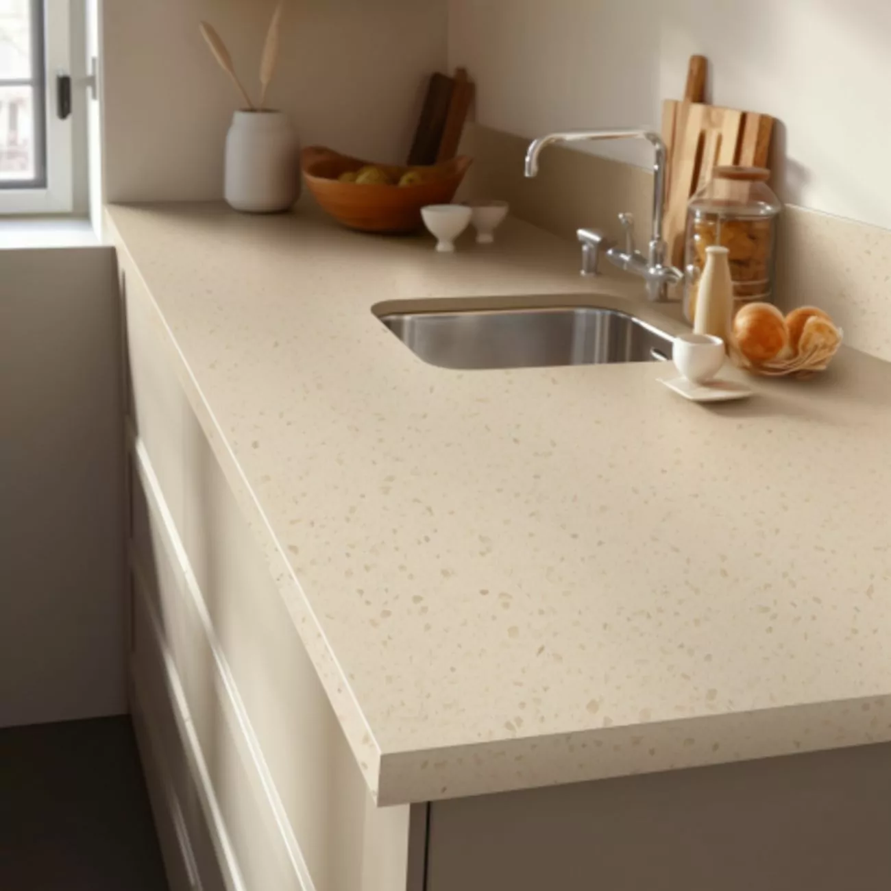 Plan Travail Pour La Cuisine En Corian – “Beige Pierre De Champ” 4