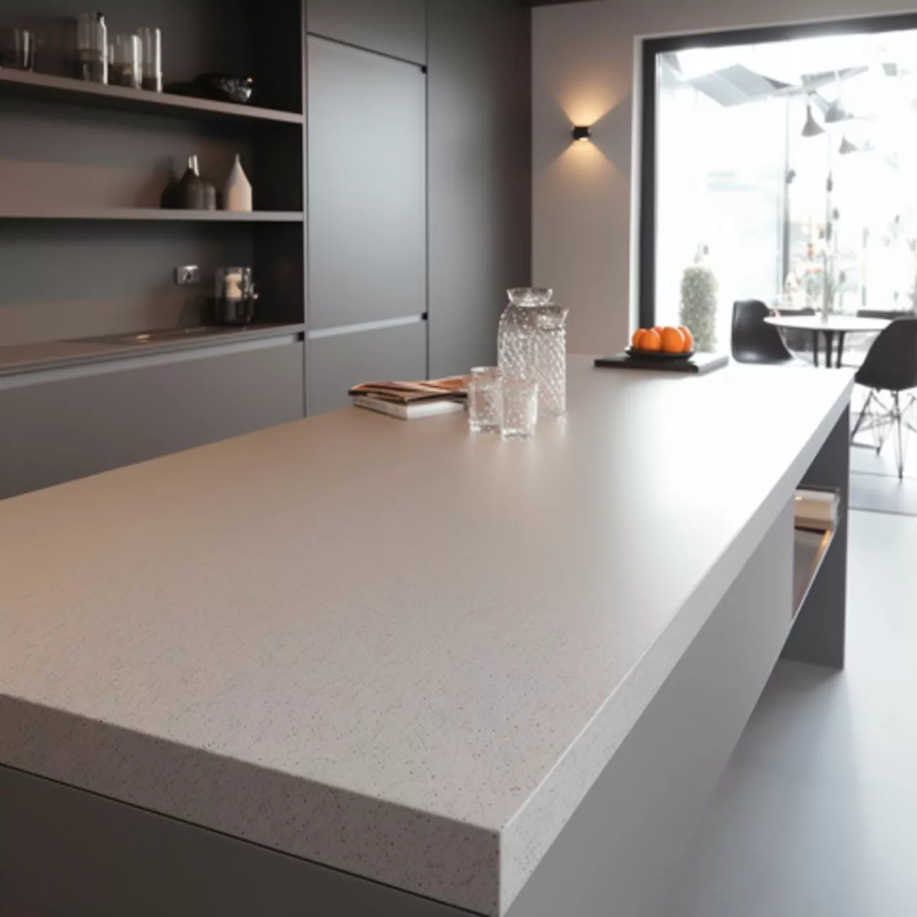 Plan Travail Pour La Cuisine En Corian – “Cendre Concret” 3