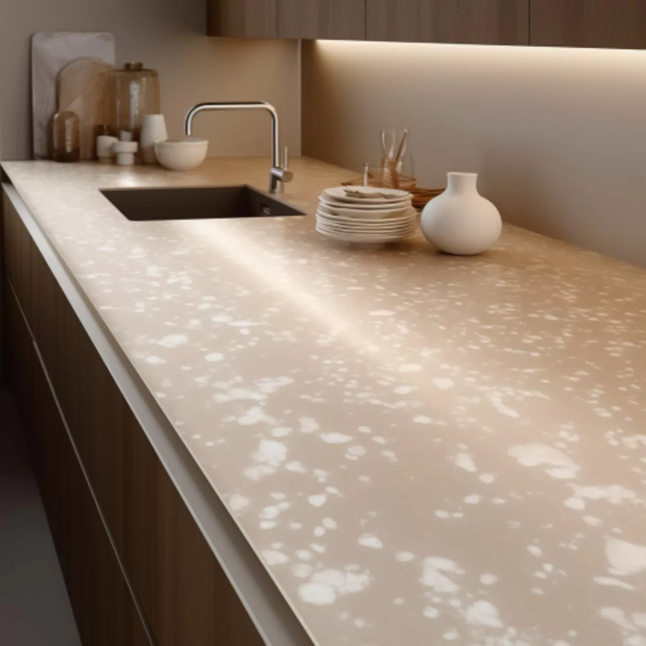 Plan Travail Pour La Cuisine En Corian – “Noisette” 4